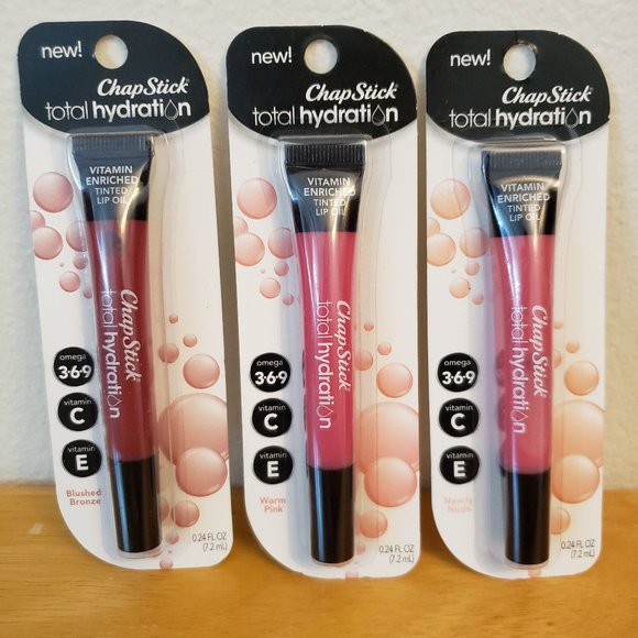 ChapStick Total Hydration Tinted Lip Oil Blushed Bronze, Warm Pink, Nearly Nude - Picture 1 of 5